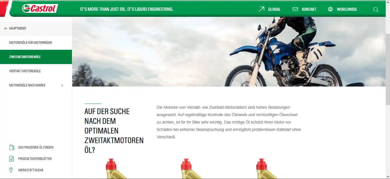 castrol website screen capture