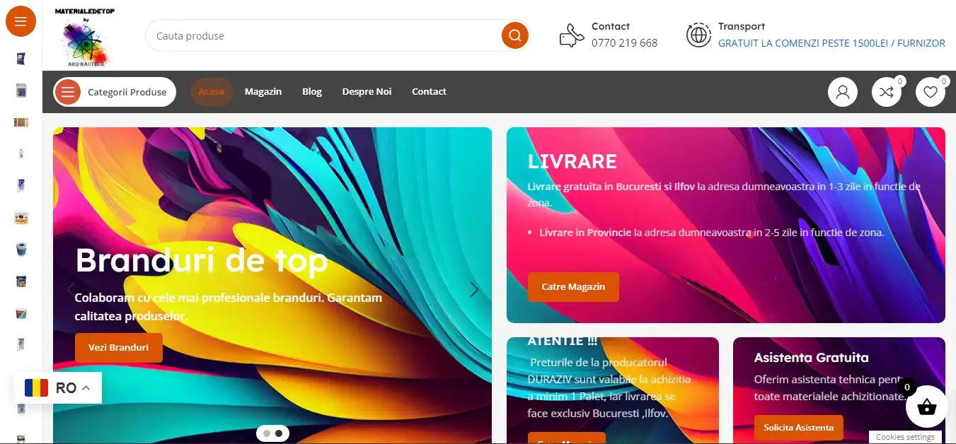 materiale website screen capture